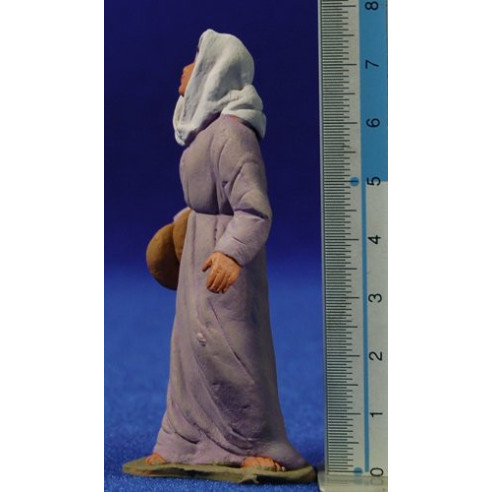 Pastora ebraica con pane 8 cm terracotta dipinte Delgado