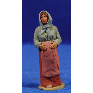 Pastora catalana embarazada  8 cm barro pintado Delgado