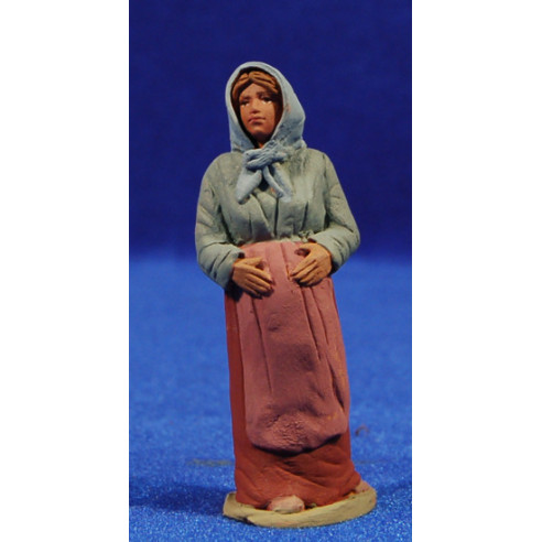Pastora catalana embarazada  8 cm barro pintado Delgado