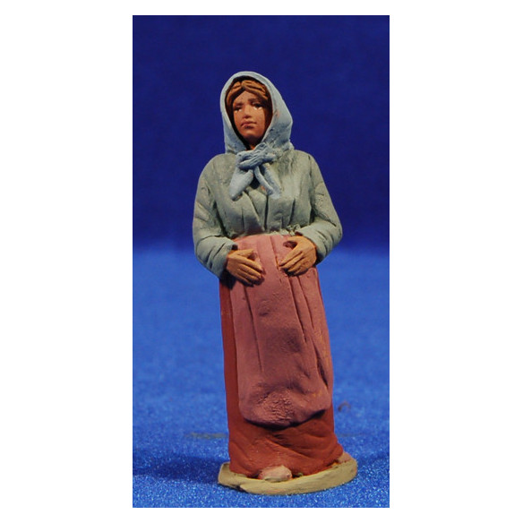 Pastora catalana embarazada  8 cm barro pintado Delgado