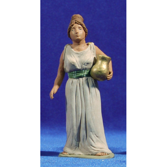 Pastora hebrea con jarra de oro 12 cm barro pintado Delgado