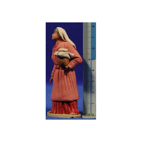 Pastora ebraica con vaso coperto 8 cm terracotta dipinte Delgado
