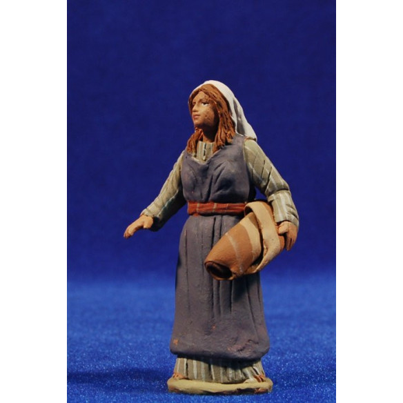 Pastora ebraica con stoffe 8 cm terracotta dipinte Delgado