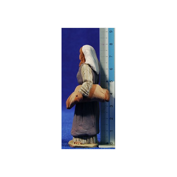 Pastora ebraica con stoffe 8 cm terracotta dipinte Delgado