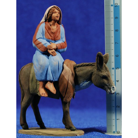 Pastora ebraica con asino 8 cm terracotta dipinte Delgado