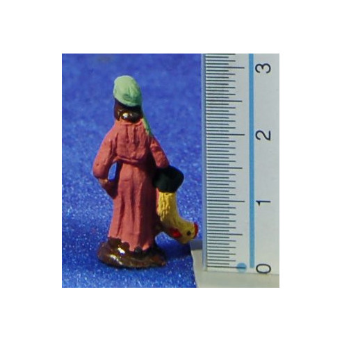 Pastora con gallina 3 cm barro pintado Fabregat