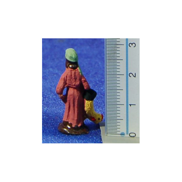 Pastora con gallina 3 cm barro pintado Fabregat