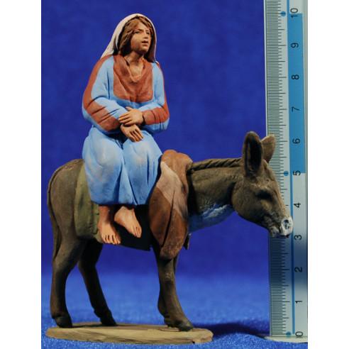 Pastora hebrea con asno 8 cm barro pintado Delgado