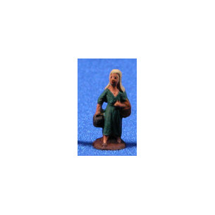 Pastora con cestos 3 cm barro pintado Fabregat