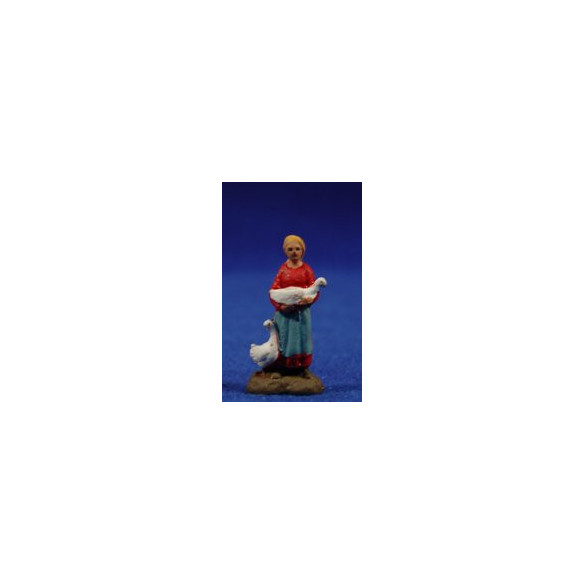 Pastora con ocas 3 cm barro pintado
