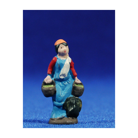 Pastora con cestos 3 cm barro pintado