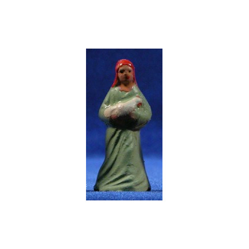 Shepherd with chicken 5 cm clay painted