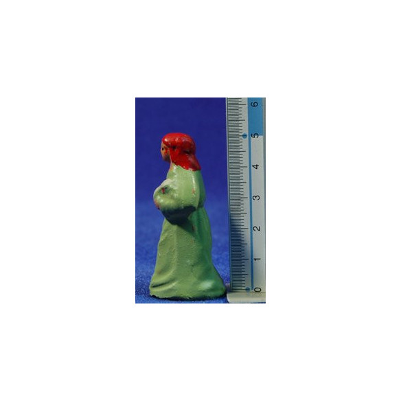 Pastora con gallina 5 cm terracotta dipinte