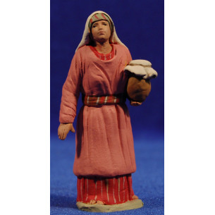 Pastora hebrea con jarra tapada 8 cm barro pintado Delgado