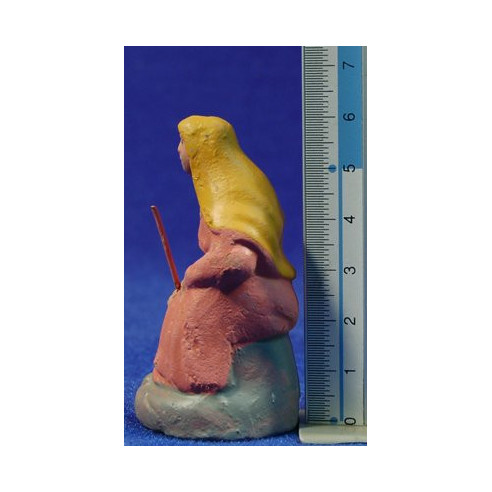 Woman spinning 7 cm clay painted