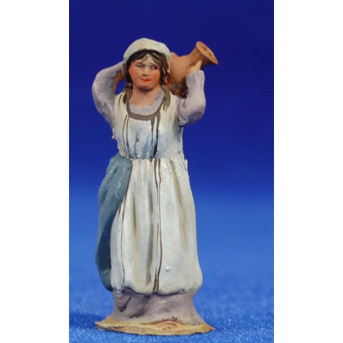 Pastora con vaso 4 cm terracotta dipinte De Francesco