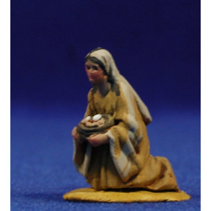 Pastora adorant amb cistell ous 4 cm fang pintat De Francesco
