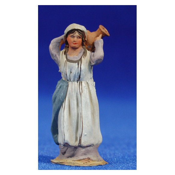 Pastora con jarra 4 cm barro pintado De Francesco