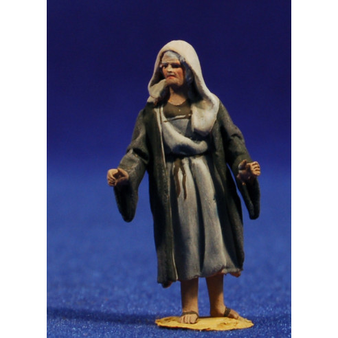 Pastora con manto 4 cm barro pintado De Francesco