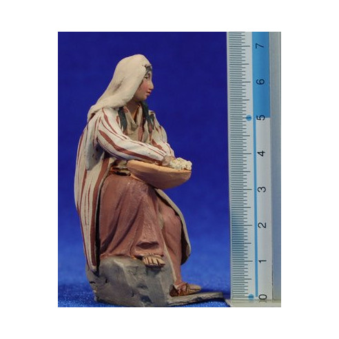 Pastora sentada 8 cm barro pintado De Francesco