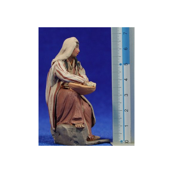 Woman seated 8 cm clay painted De Francesco