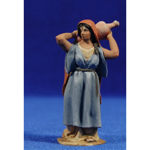 Pastora con vaso 8 cm terracotta dipinte De Francesco