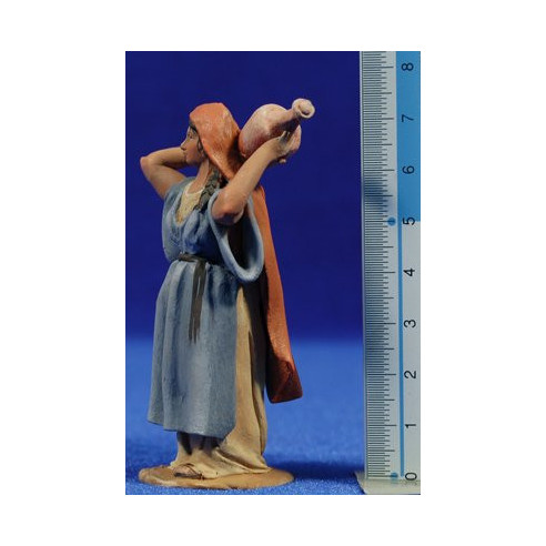 Pastora con vaso 8 cm terracotta dipinte De Francesco
