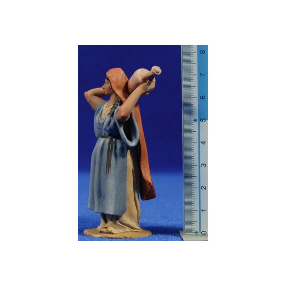 Pastora con vaso 8 cm terracotta dipinte De Francesco