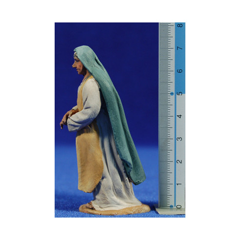Pastora con manto 8 cm barro pintado De Francesco