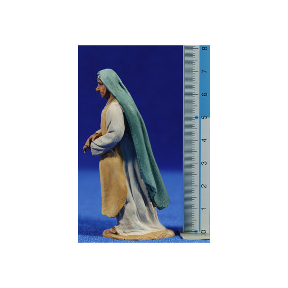 Pastora con manto 8 cm barro pintado De Francesco