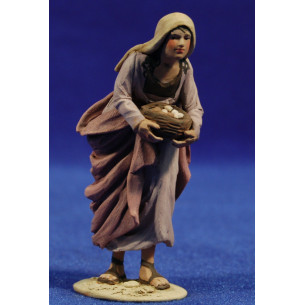 Pastora con huevos 8 cm barro pintado De Francesco