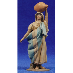 Woman with jar on head 10 cm clay painted De Francesco