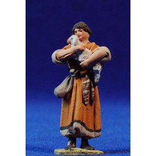 Pastore con agnello in braccia 5,5 cm terracotta dipinte De Francesco