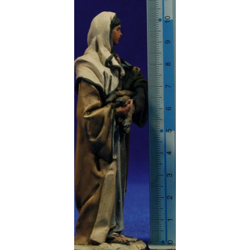 Pastora fajo leña 10 cm barro pintado De Francesco