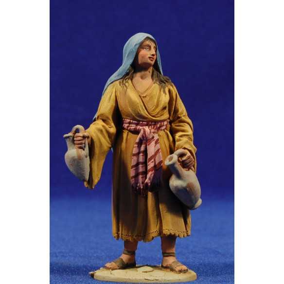Pastora con ánforas 10 cm barro pintado De Francesco