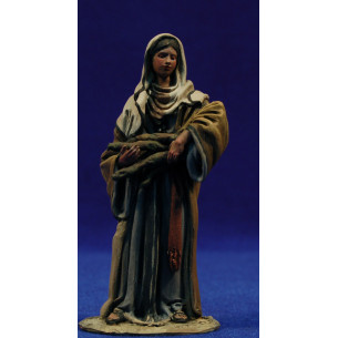 Pastora fajo leña 10 cm barro pintado De Francesco