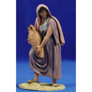 Pastora con jarra 10 cm barro pintado De Francesco