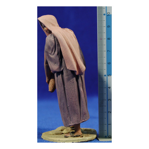 Pastora con jarra 10 cm barro pintado De Francesco