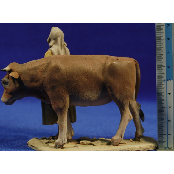 Pastora amb vaca 8 cm fang pintat De Francesco