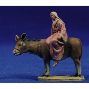 Pastora encima asno M2 4 cm barro pintado De Francesco