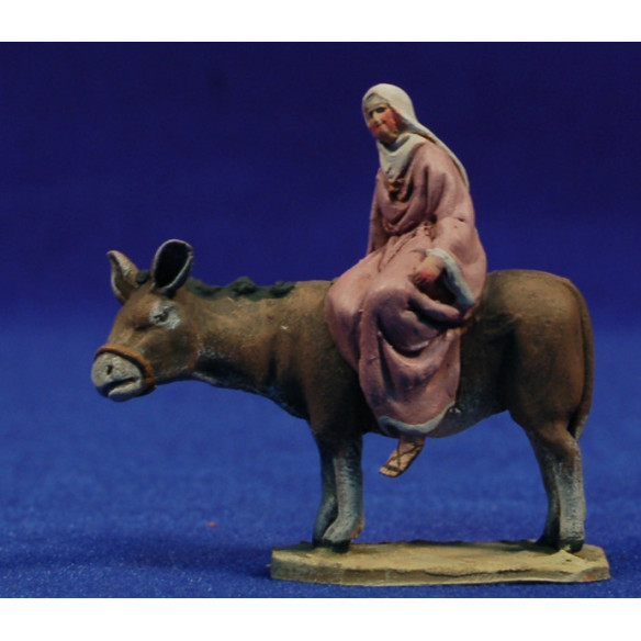 Pastora encima asno M2 4 cm barro pintado De Francesco