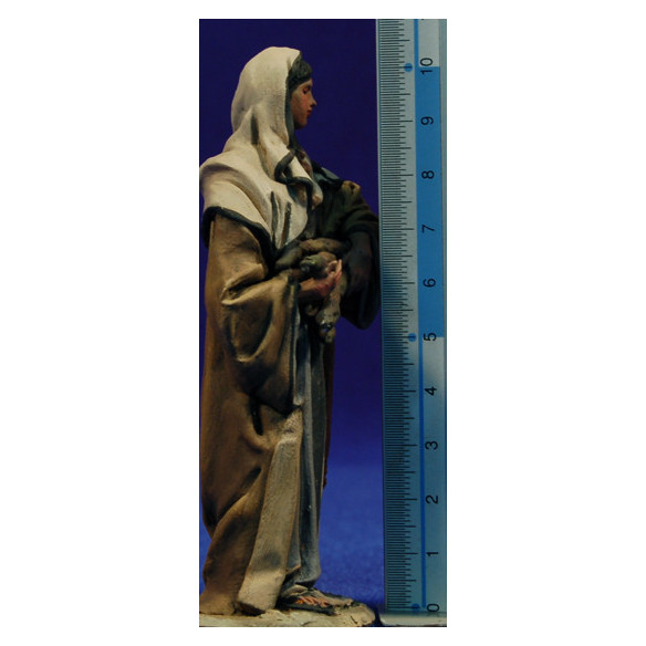 Pastora fajo leña 10 cm barro pintado De Francesco
