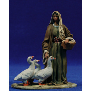 Pastora con ocas 10 cm barro pintado De Francesco