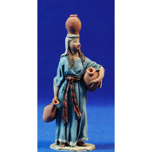 Pastorella con due brocche d'acqua 10 cm terracotta dipinte De Francesco