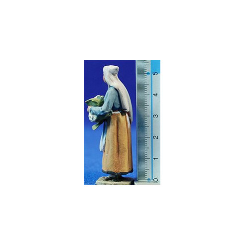 Catalan woman with a cabbage 5'5 cm clay painted De Francesco