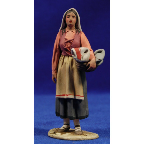 Pastora catalana cesto 10 cm barro pintado De Francesco