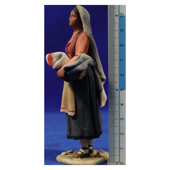Pastora catalana cesto 10 cm barro pintado De Francesco