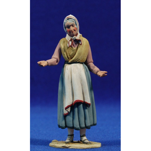 Pastorella vecchia catalana venditora 10 cm terracotta dipinte De Francesco