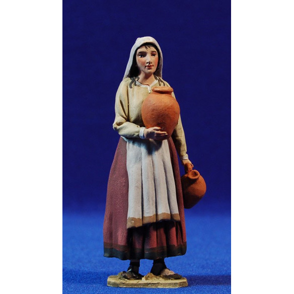 Pastorella catalana con vasoio 10 cm terracotta dipinte De Francesco