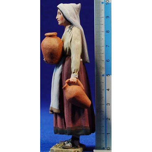 Pastorella catalana con vasoio 10 cm terracotta dipinte De Francesco
